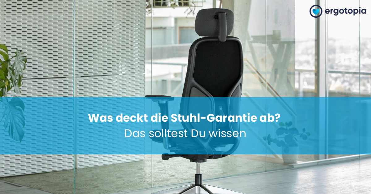 Schwarzer Chefsessel mit Kopfstütze und Netzrücken vor einer Glasfassade im Büro
