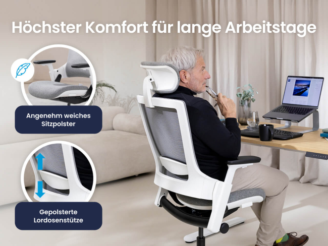 Ergotopia NextBack - Ergonomischer Bürostuhl mit höhenverstellbarer Kopfstütze - 3