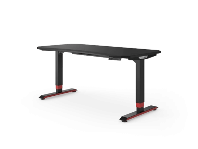 Höhenverstellbarer Gaming Schreibtisch Desktopia GG in Schwarz mit markanten roten Akzenten für ergonomisches Zocken