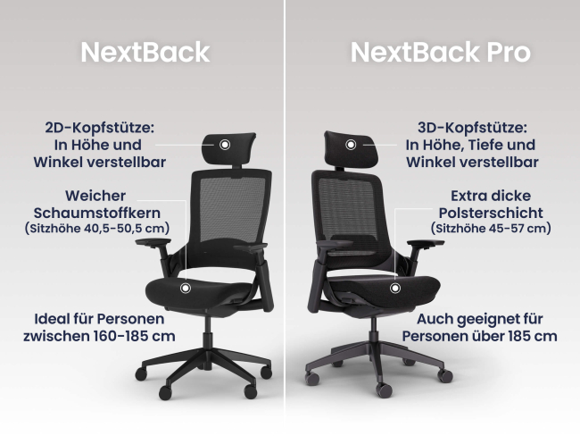 Ergotopia NextBack Pro - Ergonomischer Bürostuhl mit höhenverstellbarer Kopfstütze - 4
