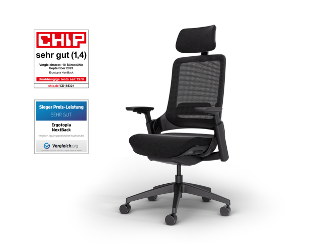 Ergotopia NextBack Pro - Ergonomischer Bürostuhl mit höhenverstellbarer Kopfstütze